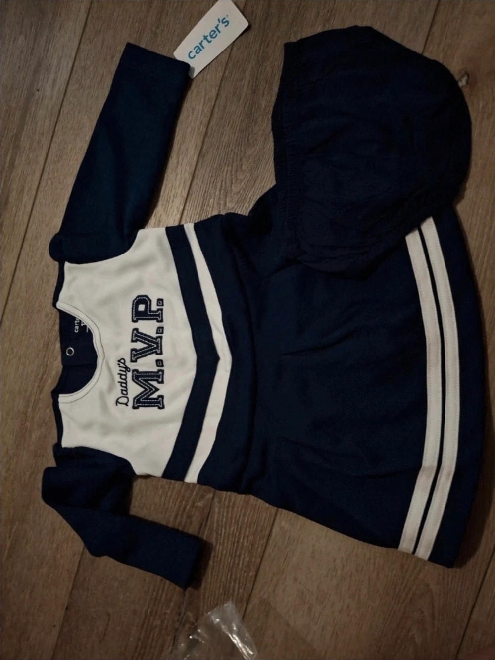Carter's Navy and White 'Daddy's M.V.P.' Hooded Dress